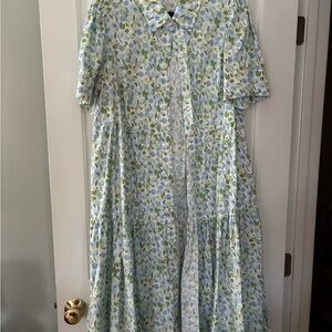 Crown & Ivy Floral Midi Dress - Green and Blue